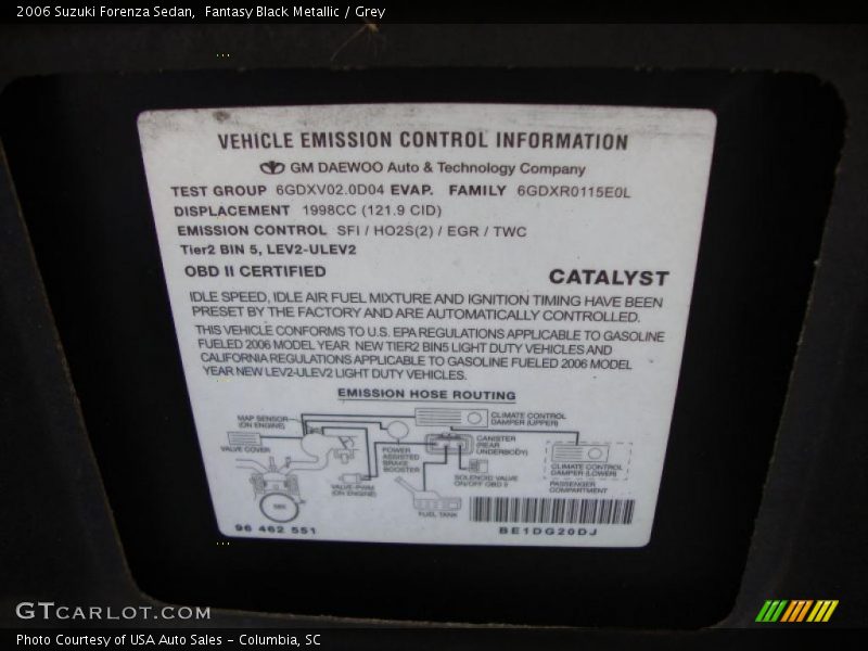 Fantasy Black Metallic / Grey 2006 Suzuki Forenza Sedan