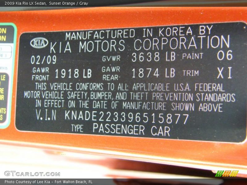 Sunset Orange / Gray 2009 Kia Rio LX Sedan