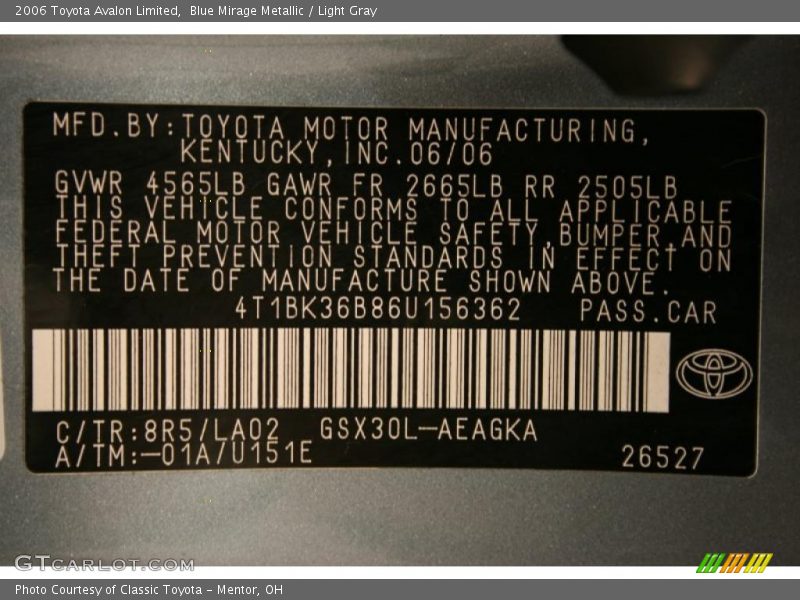 Blue Mirage Metallic / Light Gray 2006 Toyota Avalon Limited