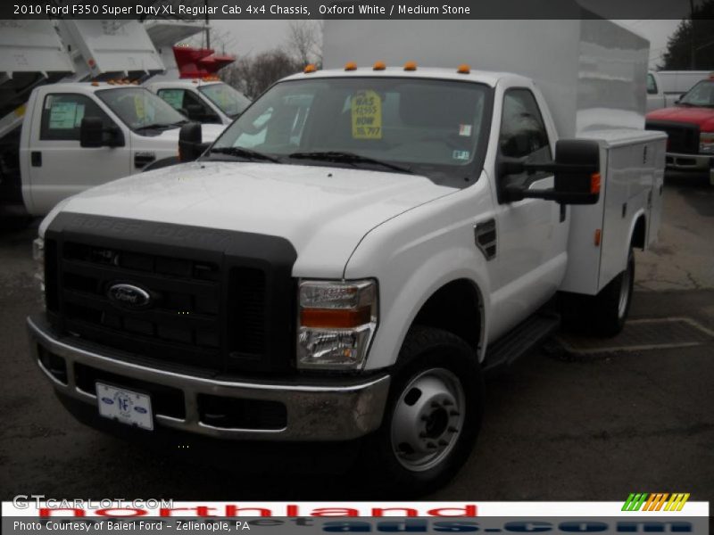 Oxford White / Medium Stone 2010 Ford F350 Super Duty XL Regular Cab 4x4 Chassis