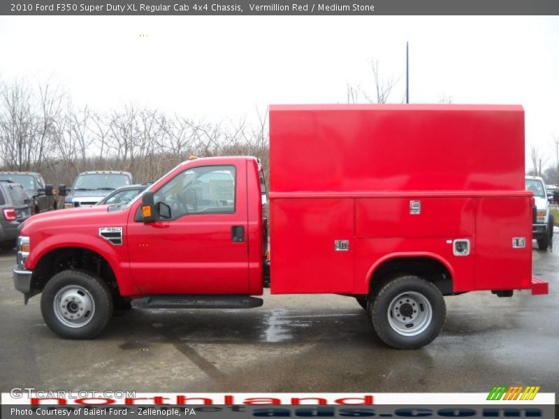 Vermillion Red / Medium Stone 2010 Ford F350 Super Duty XL Regular Cab 4x4 Chassis