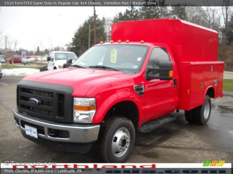Vermillion Red / Medium Stone 2010 Ford F350 Super Duty XL Regular Cab 4x4 Chassis
