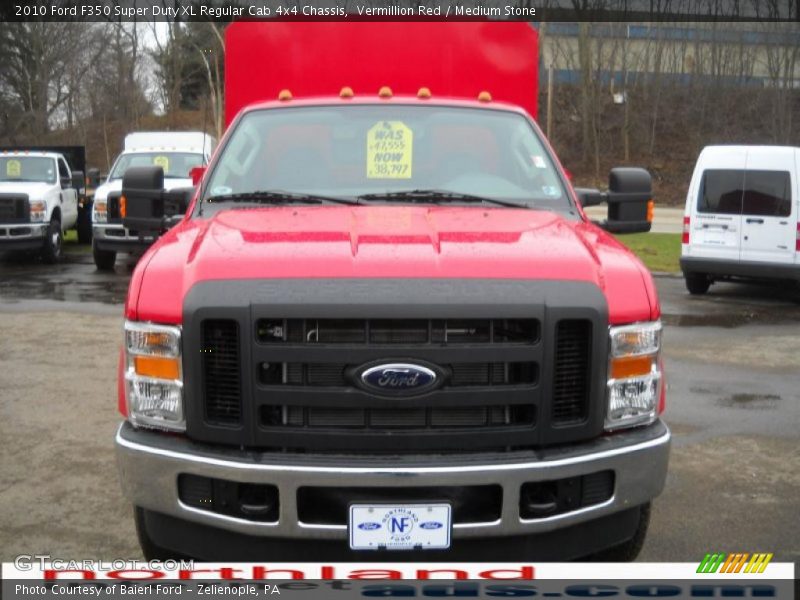 Vermillion Red / Medium Stone 2010 Ford F350 Super Duty XL Regular Cab 4x4 Chassis