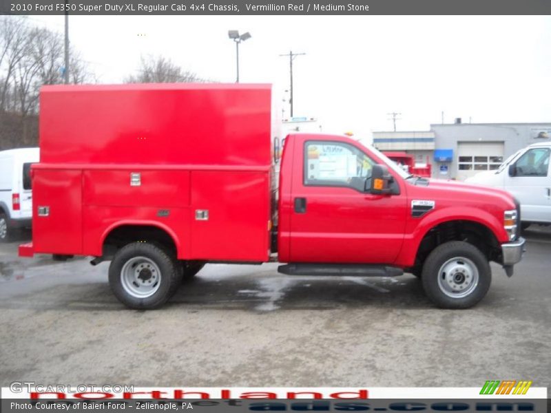 Vermillion Red / Medium Stone 2010 Ford F350 Super Duty XL Regular Cab 4x4 Chassis