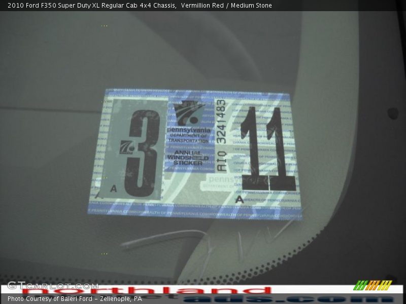 Vermillion Red / Medium Stone 2010 Ford F350 Super Duty XL Regular Cab 4x4 Chassis