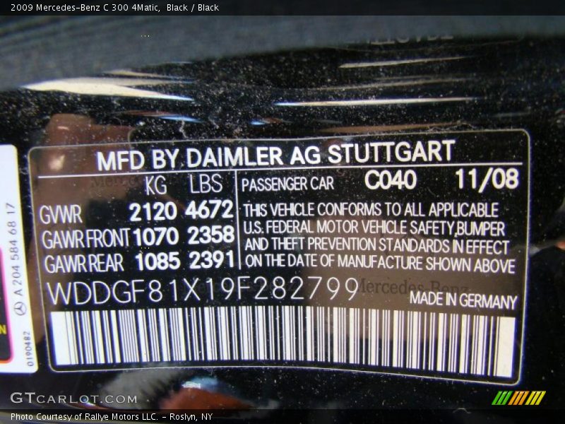 Black / Black 2009 Mercedes-Benz C 300 4Matic