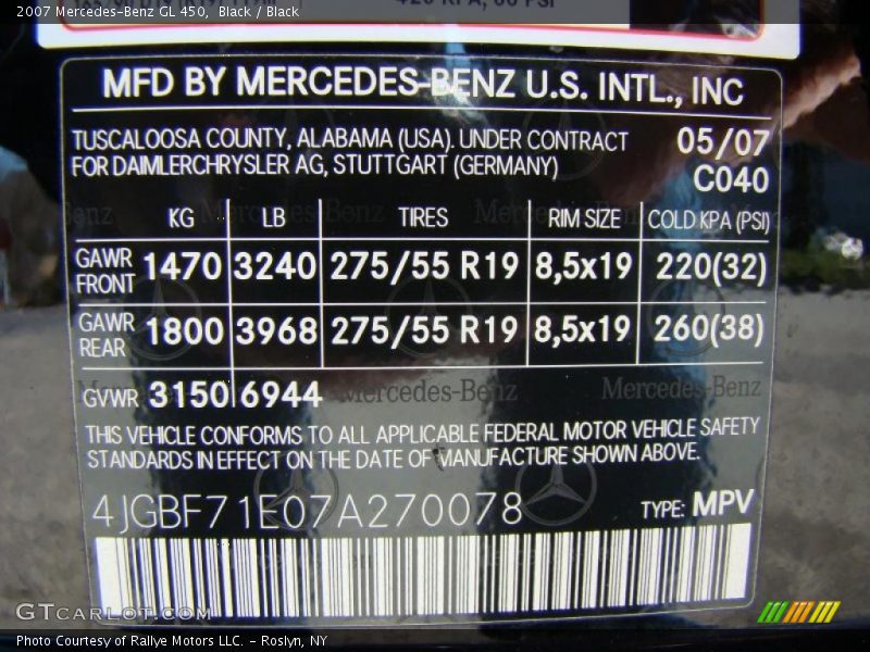 Black / Black 2007 Mercedes-Benz GL 450