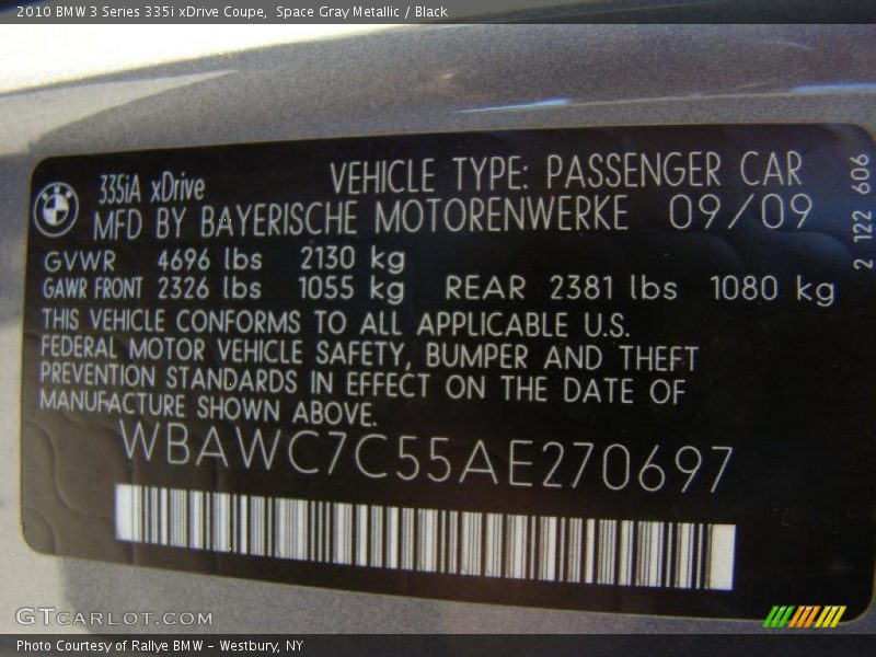 Space Gray Metallic / Black 2010 BMW 3 Series 335i xDrive Coupe