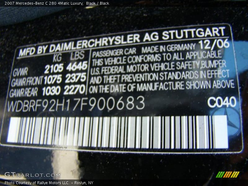 Black / Black 2007 Mercedes-Benz C 280 4Matic Luxury