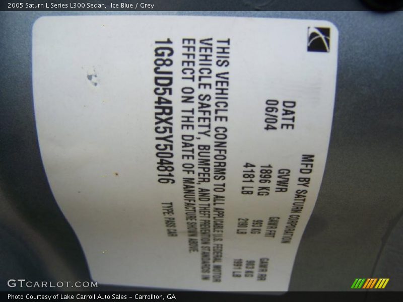 Ice Blue / Grey 2005 Saturn L Series L300 Sedan