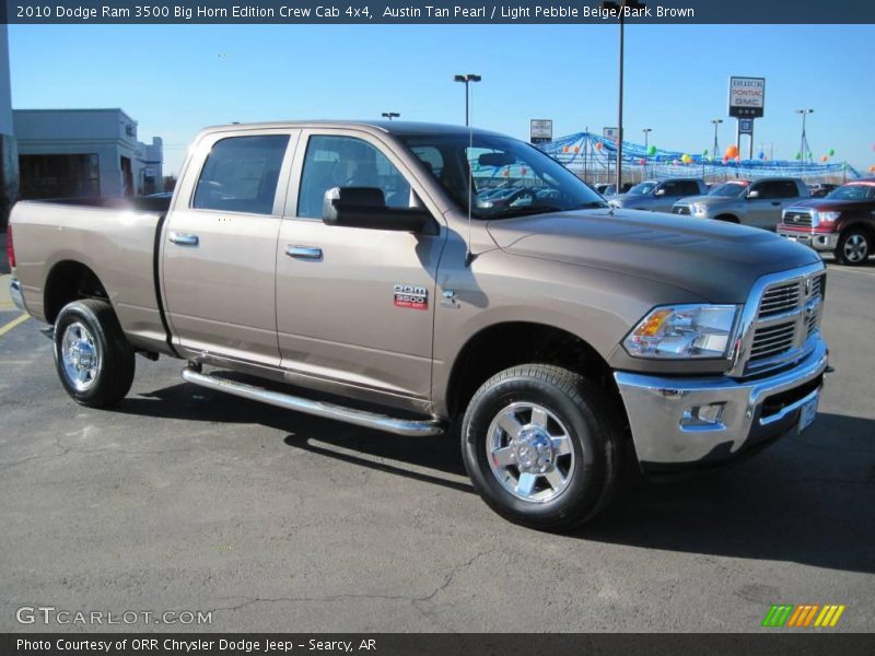 Austin Tan Pearl / Light Pebble Beige/Bark Brown 2010 Dodge Ram 3500 Big Horn Edition Crew Cab 4x4
