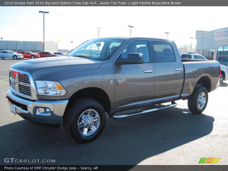 Austin Tan Pearl / Light Pebble Beige/Bark Brown 2010 Dodge Ram 3500 Big Horn Edition Crew Cab 4x4