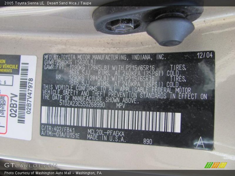 Desert Sand Mica / Taupe 2005 Toyota Sienna LE