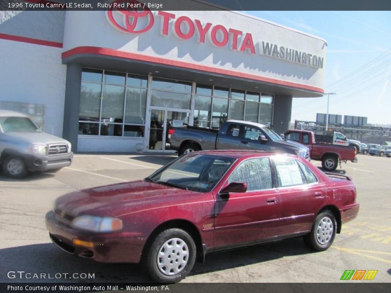 Ruby Red Pearl / Beige 1996 Toyota Camry LE Sedan