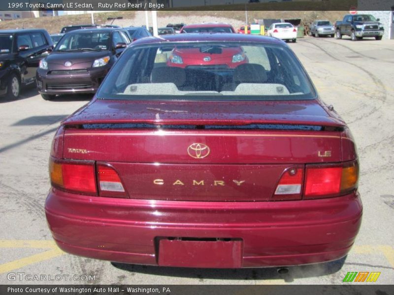 Ruby Red Pearl / Beige 1996 Toyota Camry LE Sedan