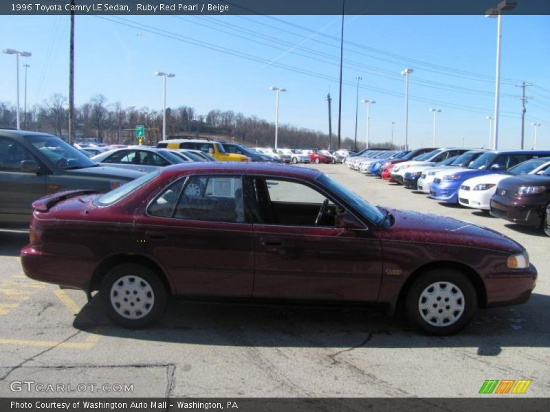 Ruby Red Pearl / Beige 1996 Toyota Camry LE Sedan