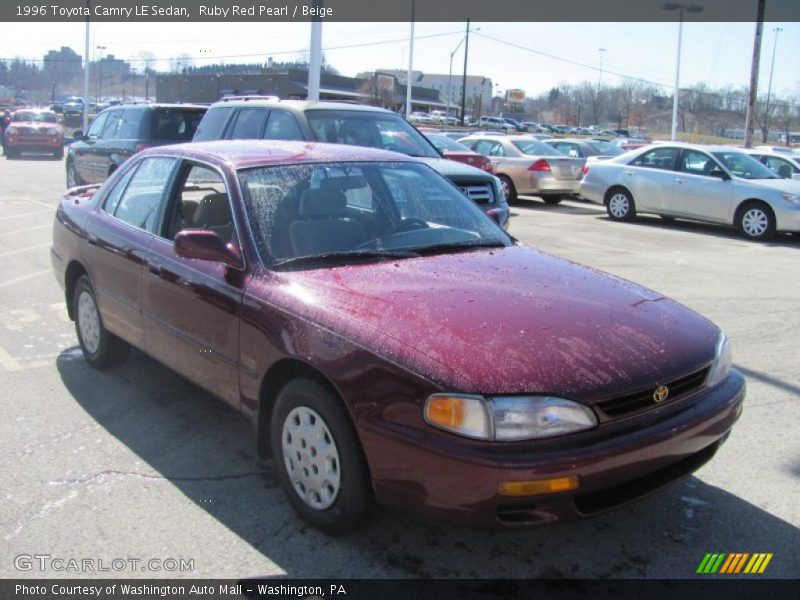 Ruby Red Pearl / Beige 1996 Toyota Camry LE Sedan