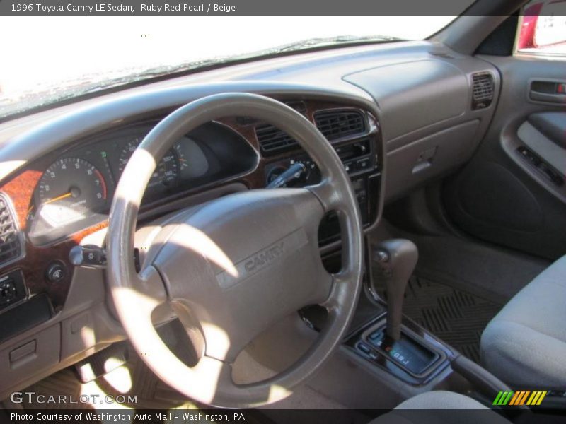 Ruby Red Pearl / Beige 1996 Toyota Camry LE Sedan