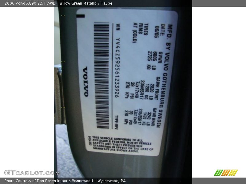 Willow Green Metallic / Taupe 2006 Volvo XC90 2.5T AWD