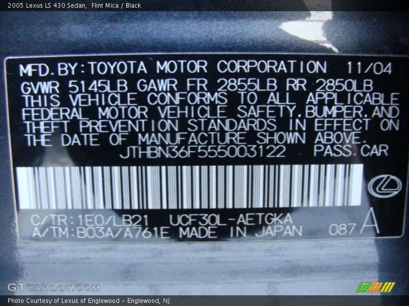 Flint Mica / Black 2005 Lexus LS 430 Sedan