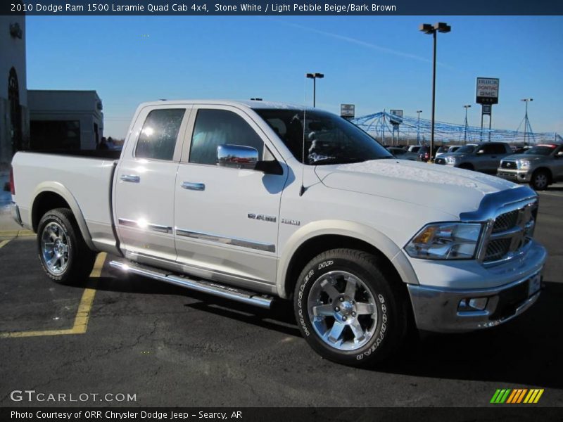 Stone White / Light Pebble Beige/Bark Brown 2010 Dodge Ram 1500 Laramie Quad Cab 4x4