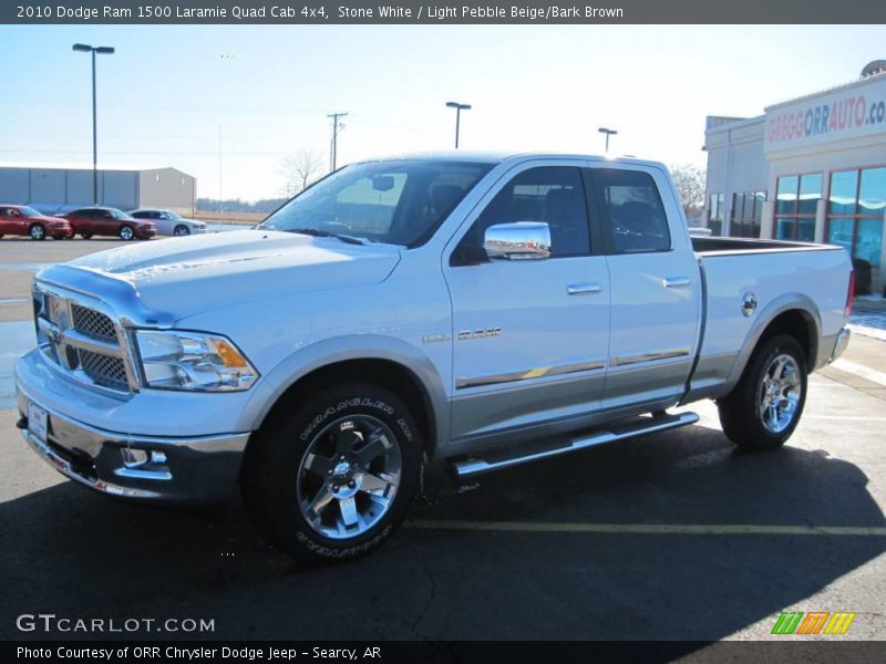 Stone White / Light Pebble Beige/Bark Brown 2010 Dodge Ram 1500 Laramie Quad Cab 4x4