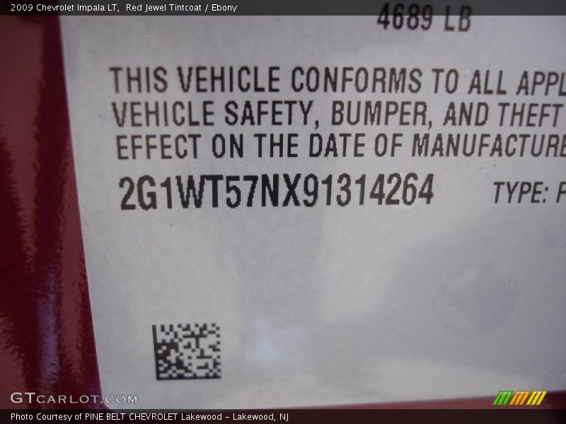 Red Jewel Tintcoat / Ebony 2009 Chevrolet Impala LT
