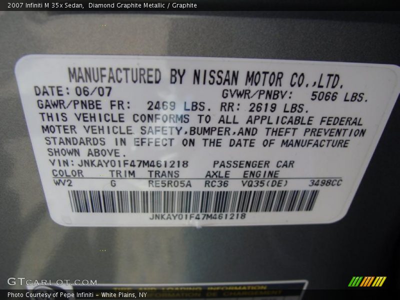 Diamond Graphite Metallic / Graphite 2007 Infiniti M 35x Sedan
