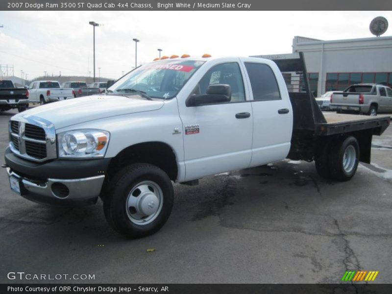 Bright White / Medium Slate Gray 2007 Dodge Ram 3500 ST Quad Cab 4x4 Chassis