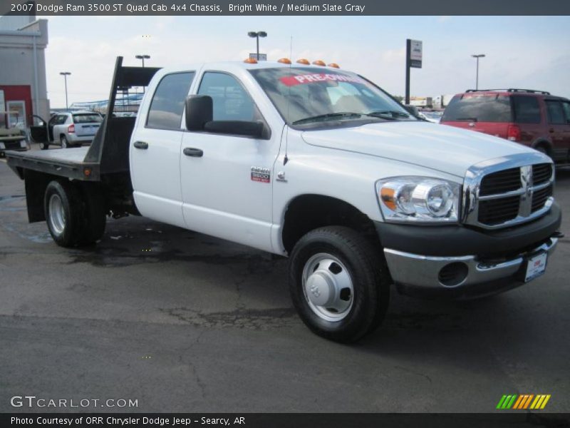 Bright White / Medium Slate Gray 2007 Dodge Ram 3500 ST Quad Cab 4x4 Chassis