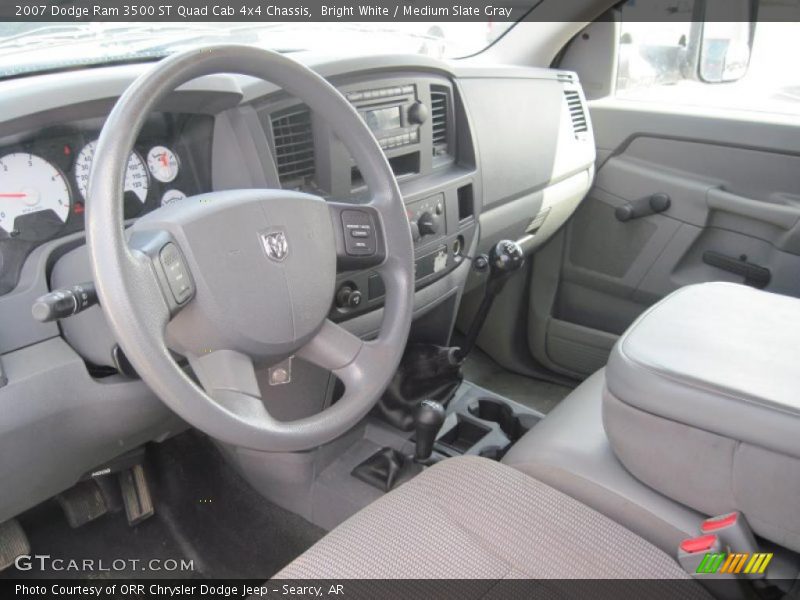 Bright White / Medium Slate Gray 2007 Dodge Ram 3500 ST Quad Cab 4x4 Chassis