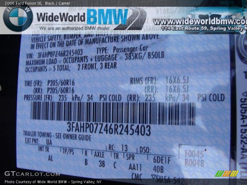 Black / Camel 2006 Ford Fusion SE