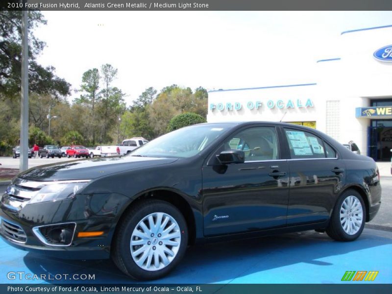 Atlantis Green Metallic / Medium Light Stone 2010 Ford Fusion Hybrid