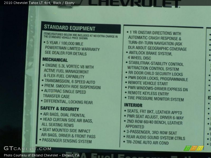 Black / Ebony 2010 Chevrolet Tahoe LT 4x4