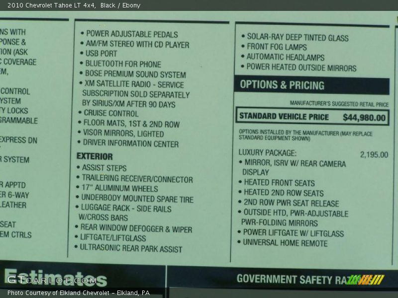Black / Ebony 2010 Chevrolet Tahoe LT 4x4