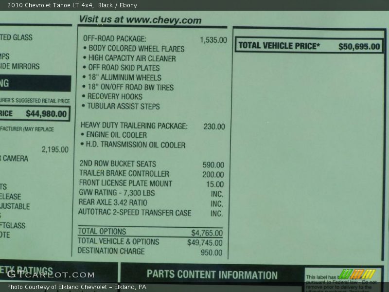 Black / Ebony 2010 Chevrolet Tahoe LT 4x4