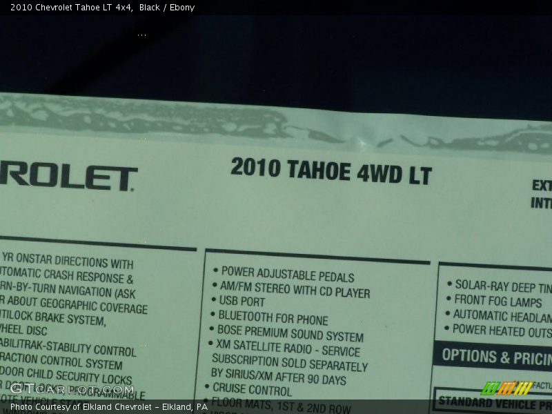 Black / Ebony 2010 Chevrolet Tahoe LT 4x4