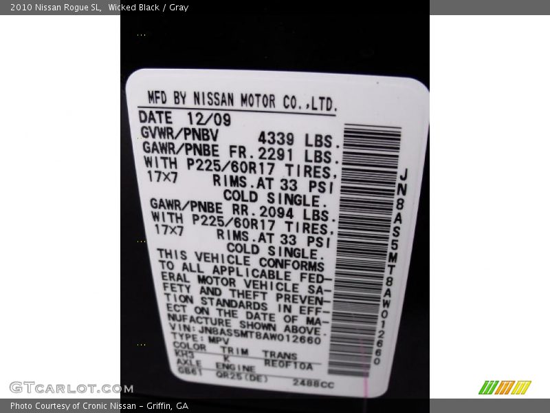 Wicked Black / Gray 2010 Nissan Rogue SL
