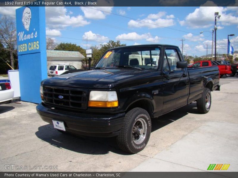 Black / Black 1992 Ford F150 XLT Regular Cab 4x4