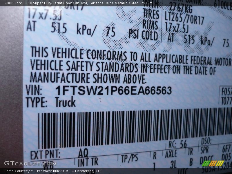 Arizona Beige Metallic / Medium Flint 2006 Ford F250 Super Duty Lariat Crew Cab 4x4