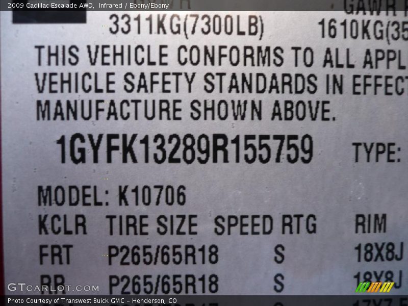 Infrared / Ebony/Ebony 2009 Cadillac Escalade AWD