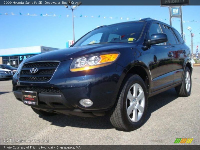 Deepwater Blue / Gray 2009 Hyundai Santa Fe SE