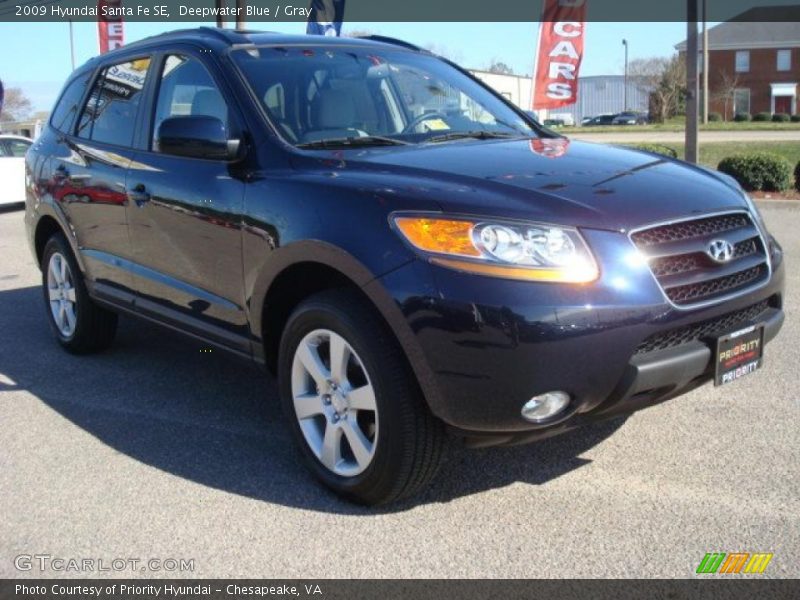 Deepwater Blue / Gray 2009 Hyundai Santa Fe SE