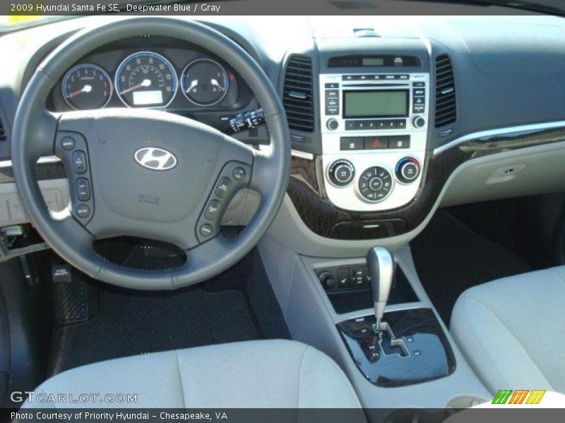 Deepwater Blue / Gray 2009 Hyundai Santa Fe SE