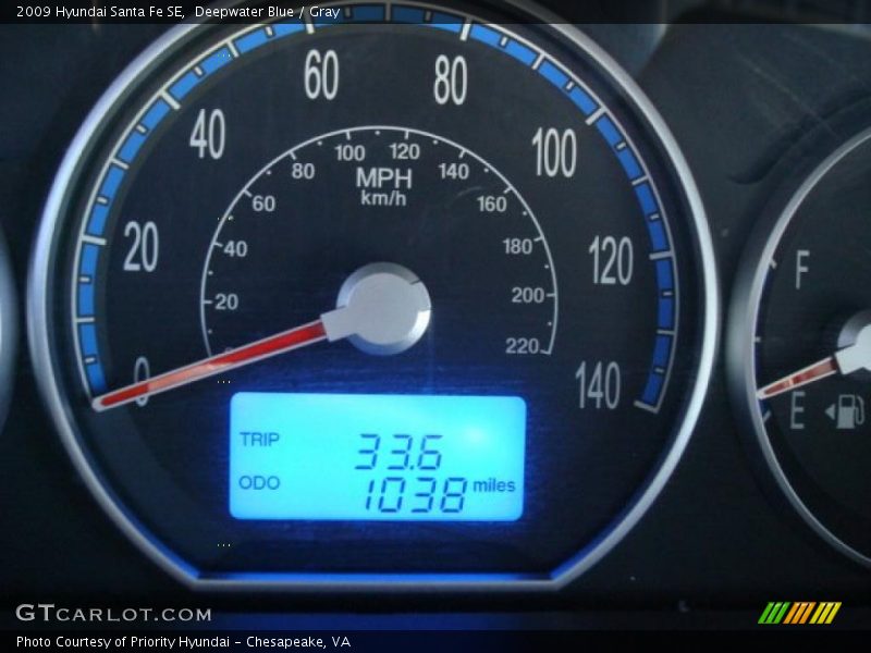 Deepwater Blue / Gray 2009 Hyundai Santa Fe SE