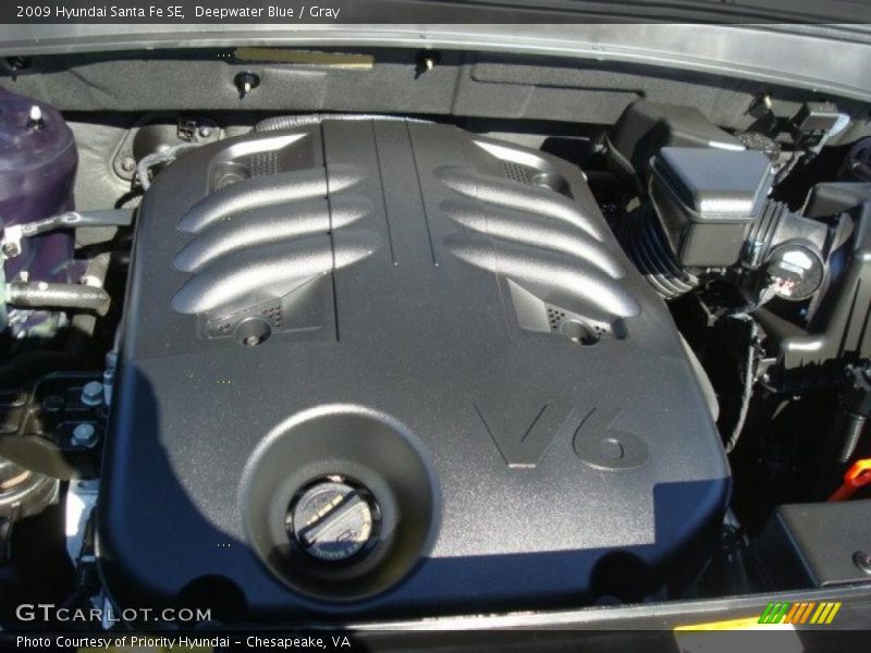 Deepwater Blue / Gray 2009 Hyundai Santa Fe SE