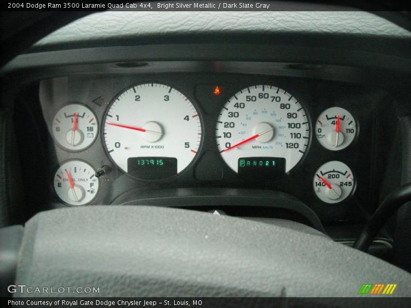 Bright Silver Metallic / Dark Slate Gray 2004 Dodge Ram 3500 Laramie Quad Cab 4x4