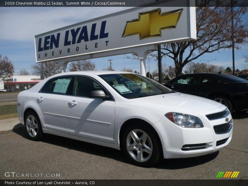 Summit White / Cocoa/Cashmere 2009 Chevrolet Malibu LS Sedan