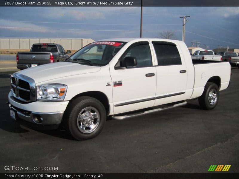 Bright White / Medium Slate Gray 2007 Dodge Ram 2500 SLT Mega Cab