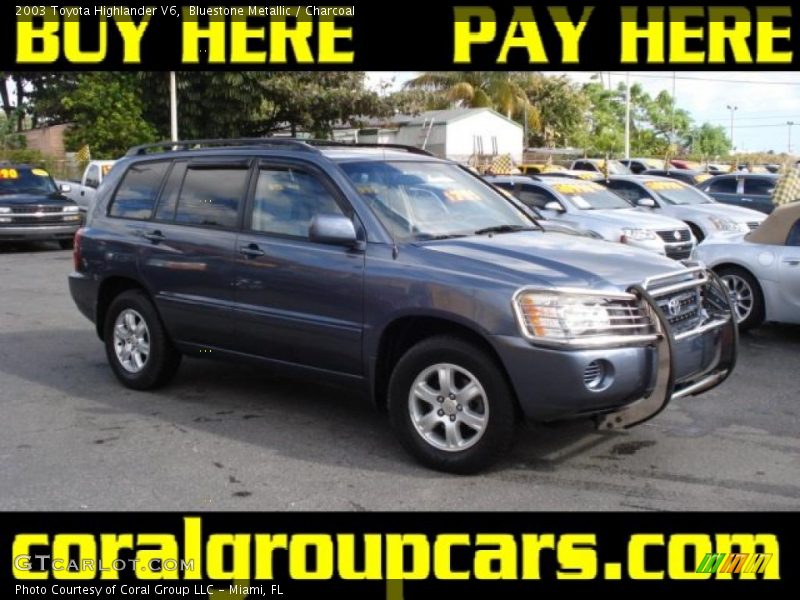 Bluestone Metallic / Charcoal 2003 Toyota Highlander V6